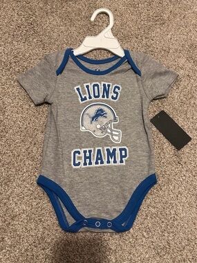 NFL Gray and Blue Detroit Lions Baby Bodysuit